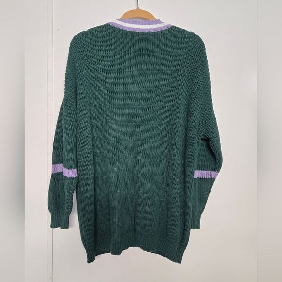 Forever 21 Oversized Cotton Varsity Sweater Cardigan Sz S 28" Pit to pit - Picture 3 of 10